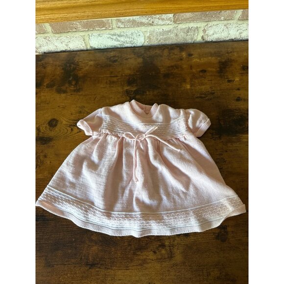 Vintage Baby Girl Doll Knit Dress With Buttons & Bow Pink - Picture 5 of 14